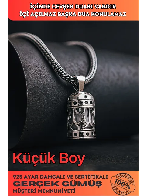 Erkek Gümüş Cevşen Kolye - Allah Yazılı Gümüş Muska Cevşen