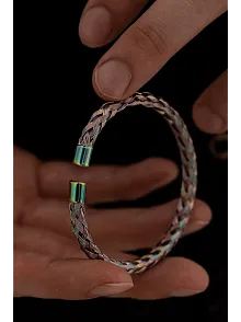 Erkek Çelik Bileklik - Hologram Hasır Modern Örgü Tasarım Erkek Bileklik