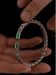 Erkek Çelik Bileklik - Hologram Hasır Modern Örgü Tasarım Erkek Bileklik