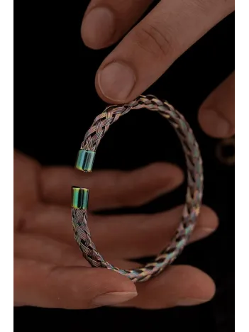 Erkek Çelik Bileklik - Hologram Hasır Modern Örgü Tasarım Erkek Bileklik