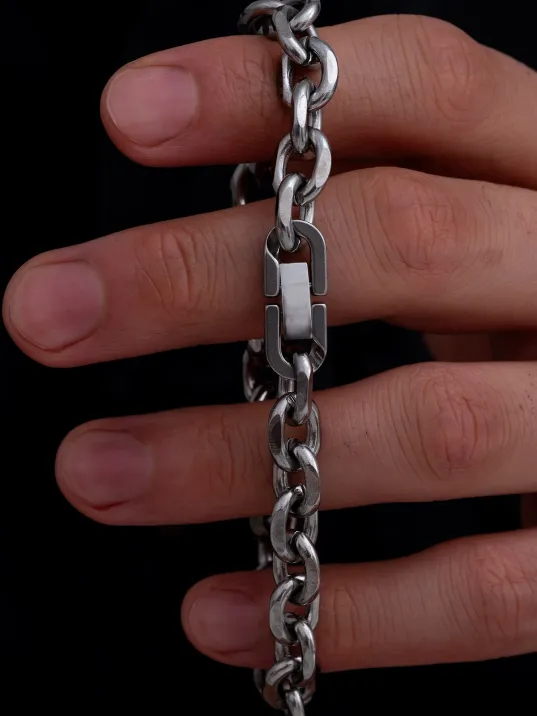 Erkek Çelik Bileklik - 9 mm Forse Zincir Çelik Bileklik