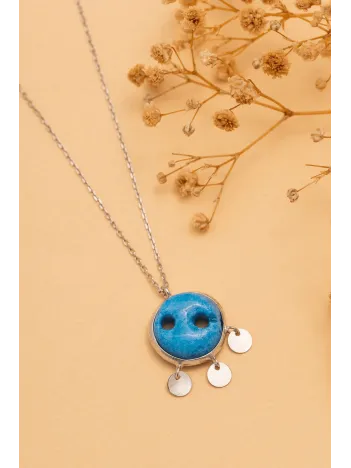 Süryani Nazar Boncuğu Bayan Gümüş Kolye