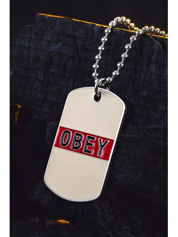 Urban Creed OBEY Yazılı Çelik Erkek Kolye Parlak Top Zincir