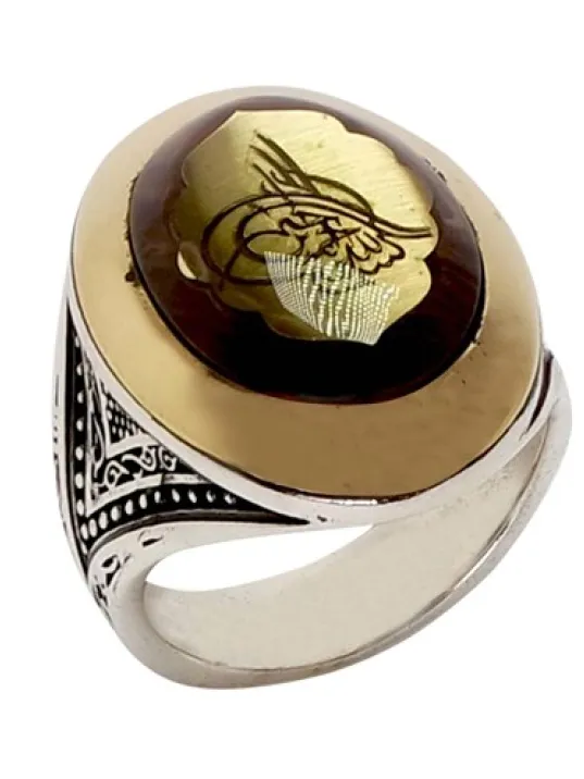 Osmanlı Tuğralı Otantik Gümüş Erkek Yüzük