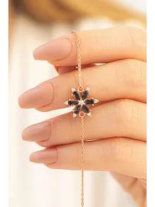 Kadın Gümüş Bileklik - Mistik Topaz Taşlı Çiçek Model Rose Kadın Gümüş Bileklik