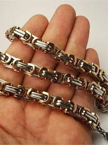 ERKEK ÇELİK KRAL ZİNCİR KOLYE DEVASA KALIN BAKIR RENGİ MODEL
