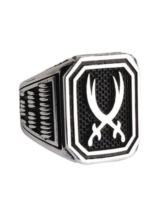 Çift Zülfikarlı Gümüş Erkek Yüzük