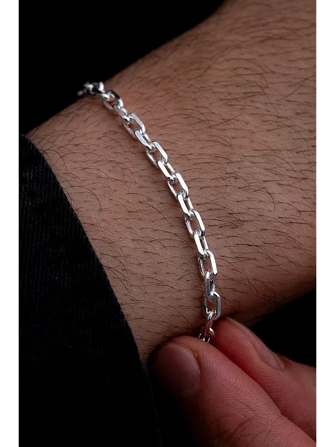 Erkek Gümüş Bileklik - 4.5 mm Forse Zincir Gümüş Bileklik