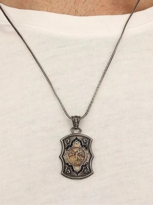 Hayat Ağacı Model 925 Ayar Gümüş Erkek Kolye Zincir Gklhayatagc-gms