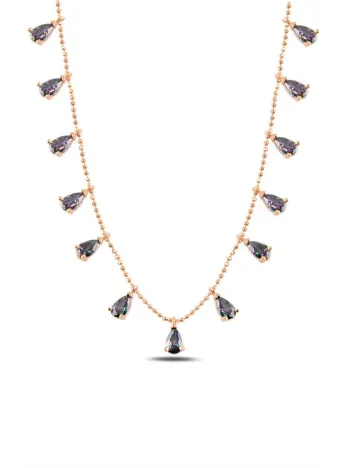 Mistik Topaz Taşlı Rose Kadın Gümüş Kolye GKLTSKLYM1D-ROS