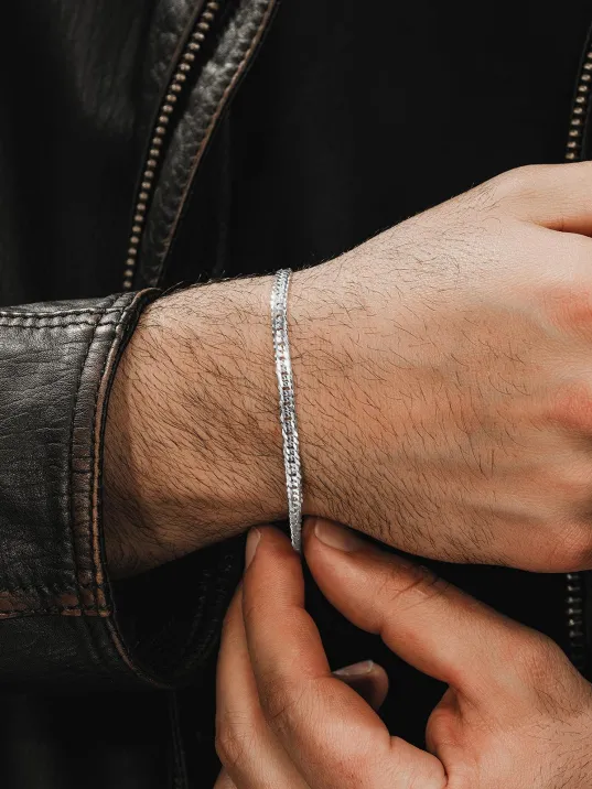 Erkek Gümüş Bileklik - Oluklu Nano Model Erkek Bileklik 3 Bakla 60 Mikron Erkek Gümüş Bileklik - Oluklu Nano Model Erkek Bileklik 3 Bakla 60 Mikron