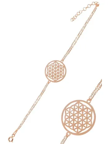 Rose Yaşam Çiçeği Model 1 Kadın Gümüş Bileklik GBLYSMCCGM1-ROS