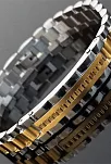 Beyaz - Sarı Lüks Bukle Model Erkek Çelik Bileklik CBLLUKSTIRK-GMS