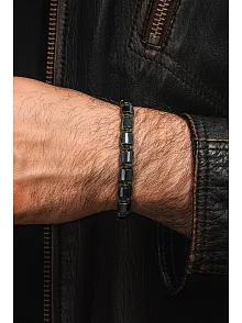 Erkek Kadın Doğal Taş Bileklik - Siyah Hematit Doğal Taşlı Makrome Model 3 Unisex Bileklik
