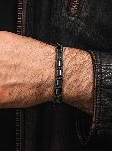 Erkek Kadın Doğal Taş Bileklik - Siyah Hematit Doğal Taşlı Makrome Model 3 Unisex Bileklik