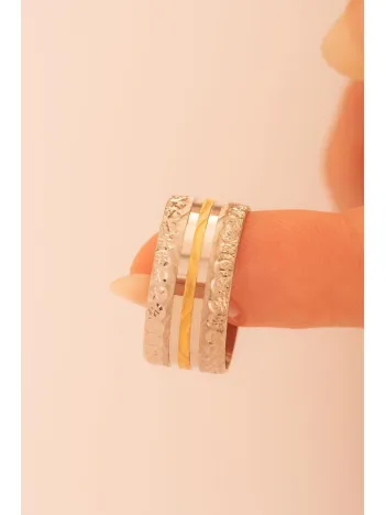 Kadın Gümüş Yüzük - 925 Ayar Dalgalı Şerit Model Gümüş Alyans Yüzük