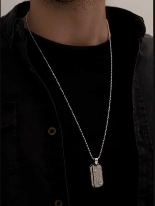 Erkek Kolye - Dövme Asker Künyesi Model Erkek Çelik Kolye - 316 L Paslanmaz Çelik Kolye-Siyah