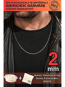 Erkek Gümüş Zincir Kolye Yuvarlak Kral Model