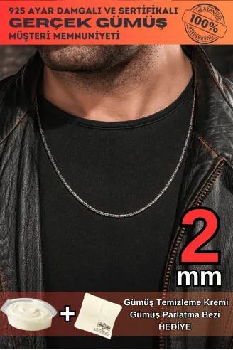 Erkek Gümüş Zincir Kolye Yuvarlak Kral Model