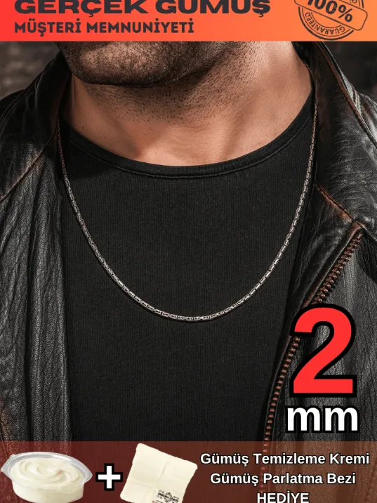 Erkek Gümüş Zincir Kolye Yuvarlak Kral Model