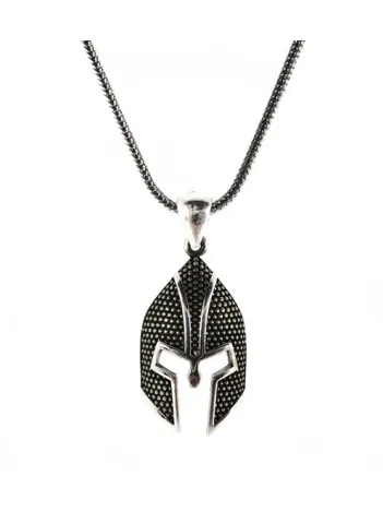 Gladyatör Otantik Savaşçı Miğferi Gümüş Erkek Kolye Zincir