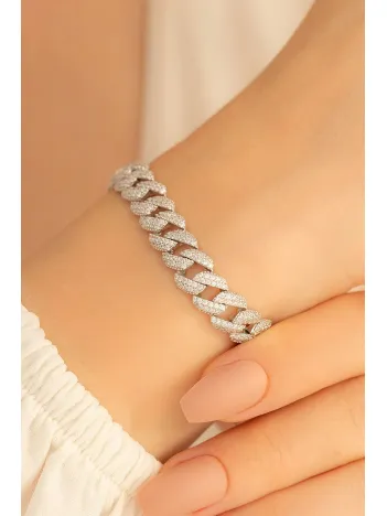 Zirkon Taşlı Gurmet Model Gümüş Bileklik