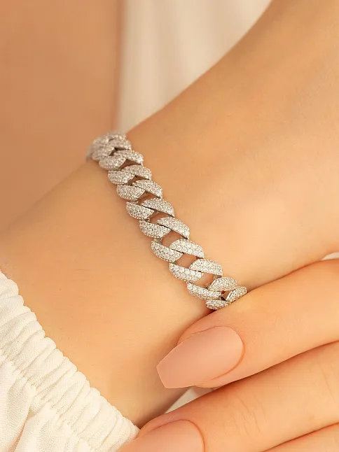 Zirkon Taşlı Gurmet Model Gümüş Bileklik