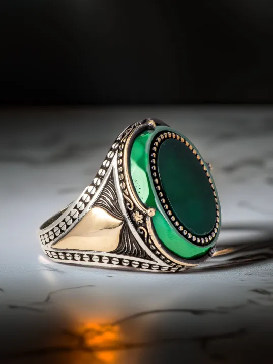 Erkek Yeşil Akik Taşlı İsim Yazılabilir 925 Ayar Gümüş Yüzük Erkek Yeşil Akik Taşlı İsim Yazılabilir 925 Ayar Gümüş Yüzük