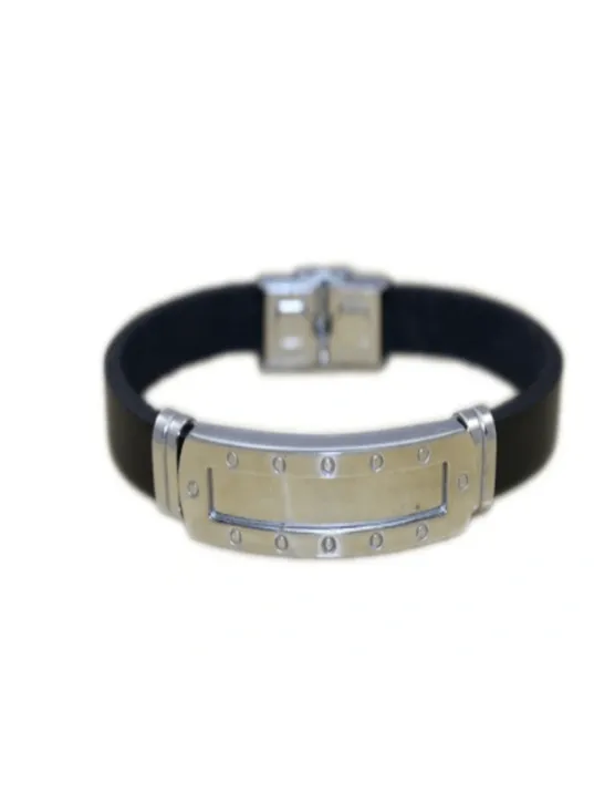 Erkek Çelik Bileklik - Vidalı Tasarım Çerçeve Kauçuk Erkek Bileklik