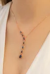 Kadın Gümüş Kolye - Mistik Topaz Taşlı Rose Damla Model Kadın Gümüş Kolye Gklmstktdml-ros