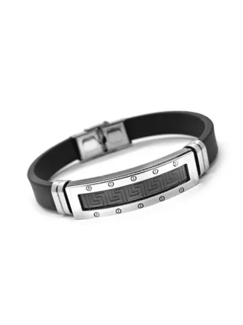 Çerçeve Desen Grek Desen Kauçuk Çelik Erkek Bileklik DBLCRVCGREK-SYH