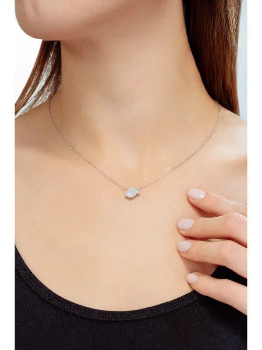 Kadın Gümüş Kolye - Swarovski Taşlı Zirconia Balık Motifli Kadın Kolye