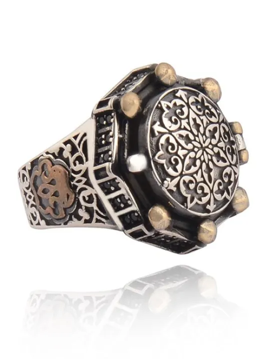 Osmanlı Motif İçi Açılabilen 925 Ayar Erkek Gümüş Yüzük GYZOSMNLMTF-GMS