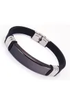 İsim Yazılan Kauçuk Çelik Erkek Bileklik Künye Siyah Model
