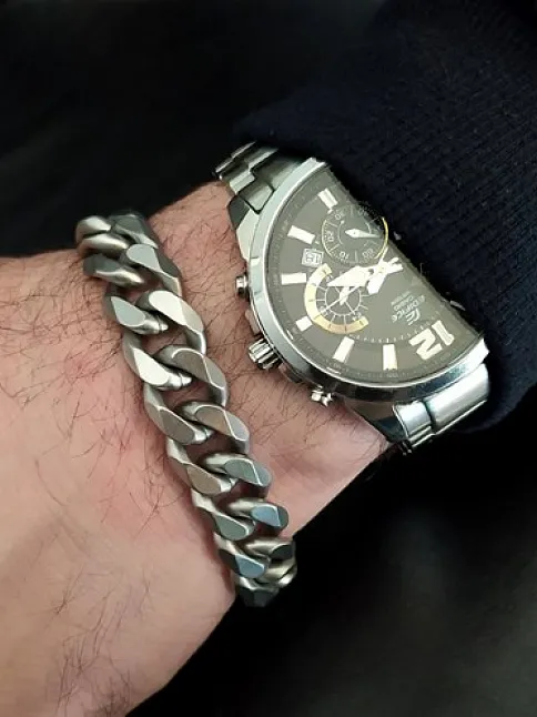 Ottoman Mat Gurmet Paslanmaz Çelik Erkek Bileklik 15mm Kalın Model