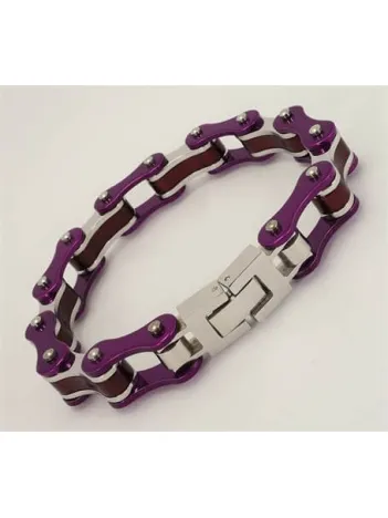 Bisiklet Motosiklet Zinciri Erkek Bayan Çelik Bileklik Mor Bordo