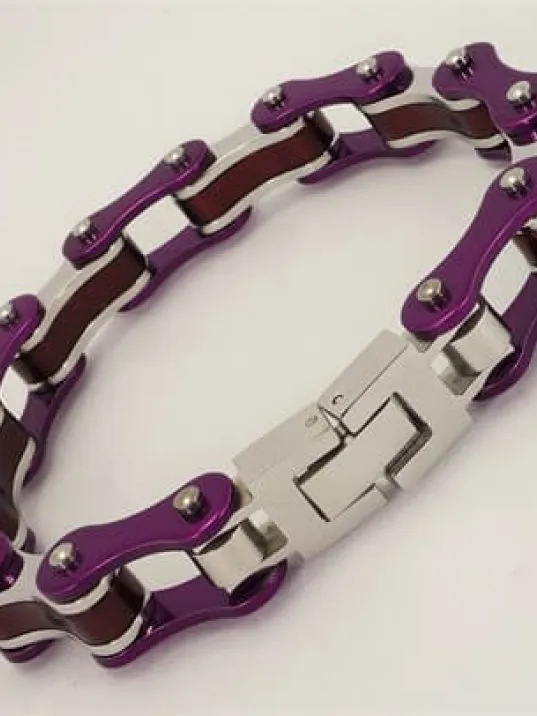 Bisiklet Motosiklet Zinciri Erkek Bayan Çelik Bileklik Mor Bordo Bisiklet Motosiklet Zinciri Erkek Bayan Çelik Bileklik Mor Bordo