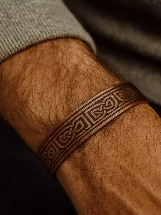 Erkek Kadın Bakır Bileklik - Alpha Model Bakır Bilezik Metal Kutu Ve Doğal Taşlar