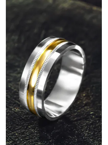 Erkek Gümüş Alyans - Altın Geçişli 925 Ayar Erkek Yüzük Erkek Gümüş Alyans - Altın Geçişli 925 Ayar Erkek Yüzük