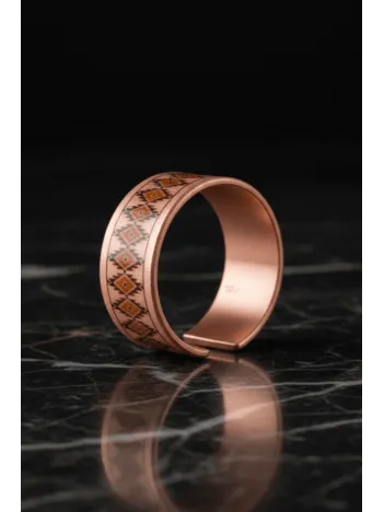 Kadın Bakır Yüzük - Lenka Model Özel Baskı Metal Kutu Ve Kuvars Taşı