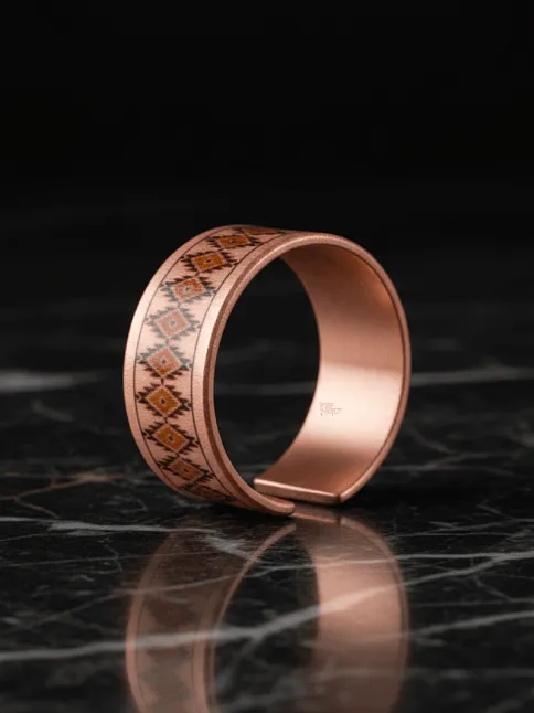 Kadın Bakır Yüzük - Lenka Model Özel Baskı Metal Kutu Ve Kuvars Taşı