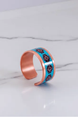 Kadın Bakır Yüzük - Charmaleon Model Özel Baskı Metal Kutu Ve Kuvars Taşı