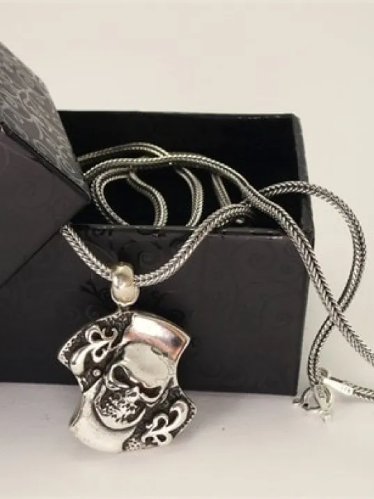 Gotik Kurukafa Gümüş Erkek Kolye Zincir