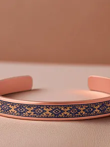 Kadın Bakır Bileklik - Anna Model Özel Baskı Metal Kutu Ve Kuvars Taşı