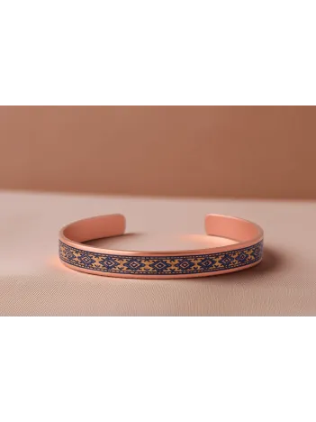 Kadın Bakır Bileklik - Anna Model Özel Baskı Metal Kutu Ve Kuvars Taşı