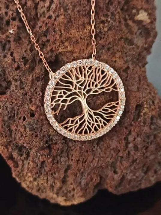 Taşlı Hayat Ağacı Rose Kaplama Kadın Gümüş Kolye Zincir Gklhaytagac Taşlı Hayat Ağacı Rose Kaplama Kadın Gümüş Kolye Zincir Gklhaytagac