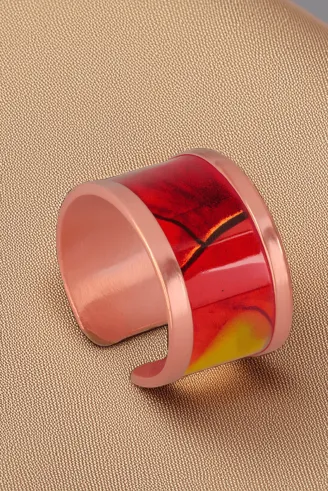 Kadın Bakır Yüzük - Sunny Model Özel Baskı Metal Kutu Ve Kuvars Taşı
