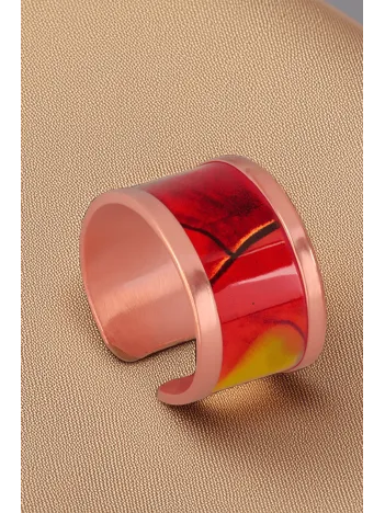 Kadın Bakır Yüzük - Sunny Model Özel Baskı Metal Kutu Ve Kuvars Taşı