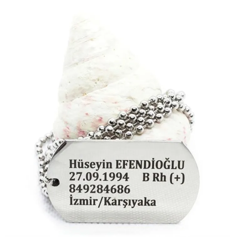 Asker Künyesi Paslanmaz Çelik Kolye Zincir Asker Künyesi Paslanmaz Çelik Kolye Zincir