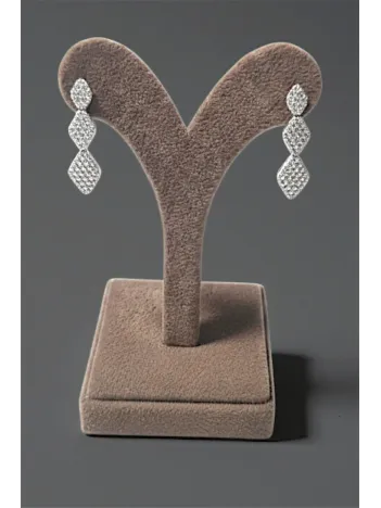 Kadın Gümüş Küpe - Kleopatra Model Zirkon Taşlı Su Yolu Küpe